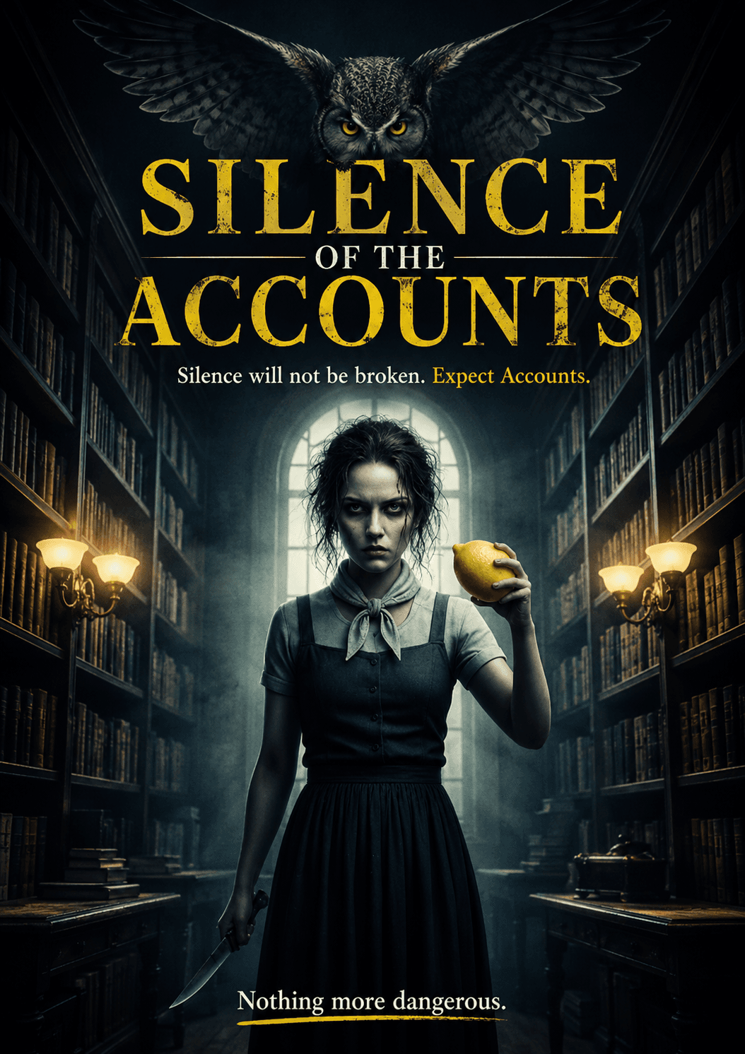 The Silence of the Accounts — SQEZE campaign poster