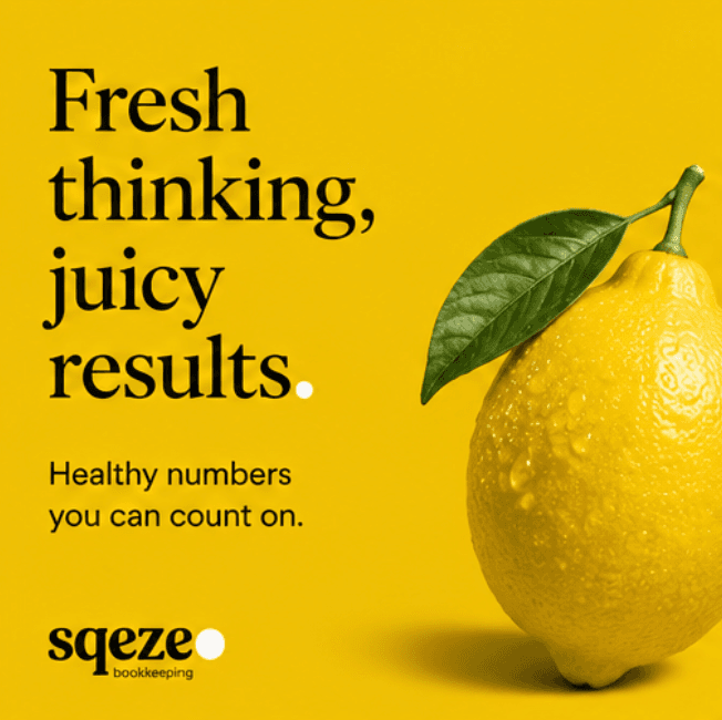 SQEZE bookkeeping services campaign artwork for healthy business numbers